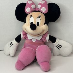 Disney Minnie Mouse 16" Medium Stuffed Animal/Plush, Pink White Polka Dot Dress